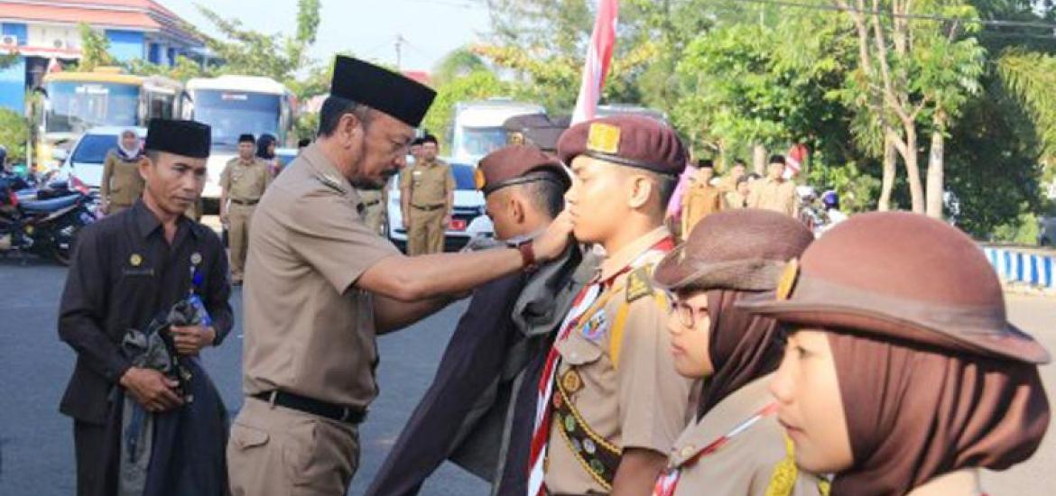 Sekda Kota Bengkulu Marjon melepas 40 orang Pramuka Penegak dan Pandega untuk mengikuti Raimuna Nasional XI di Jakarta Timur