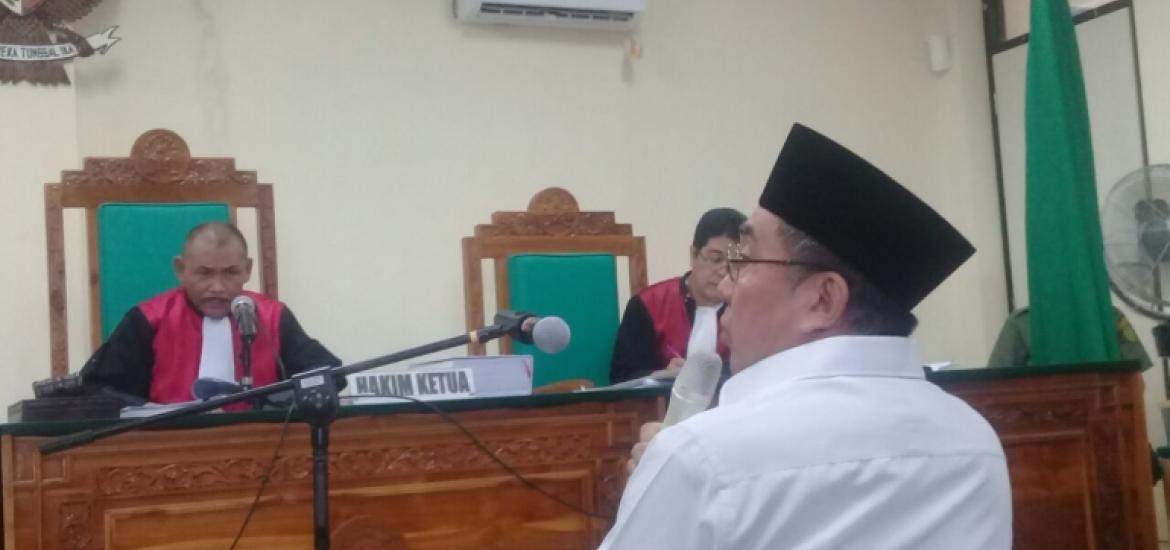 Ridwan Mukti saat bersaksi di sidang Jhoni Wijaya kuasa Direktur PT SMS wilayah Provinsi Bengkulu, Selasa (03/09/2017)