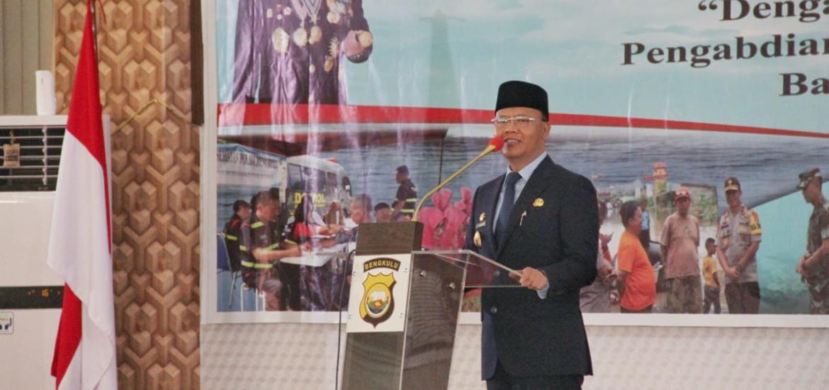 Gubernur Rohidin Mersyah saat menghadiri kegiatan HUT Bhayangkara Bhayangkara ke 73 tahun