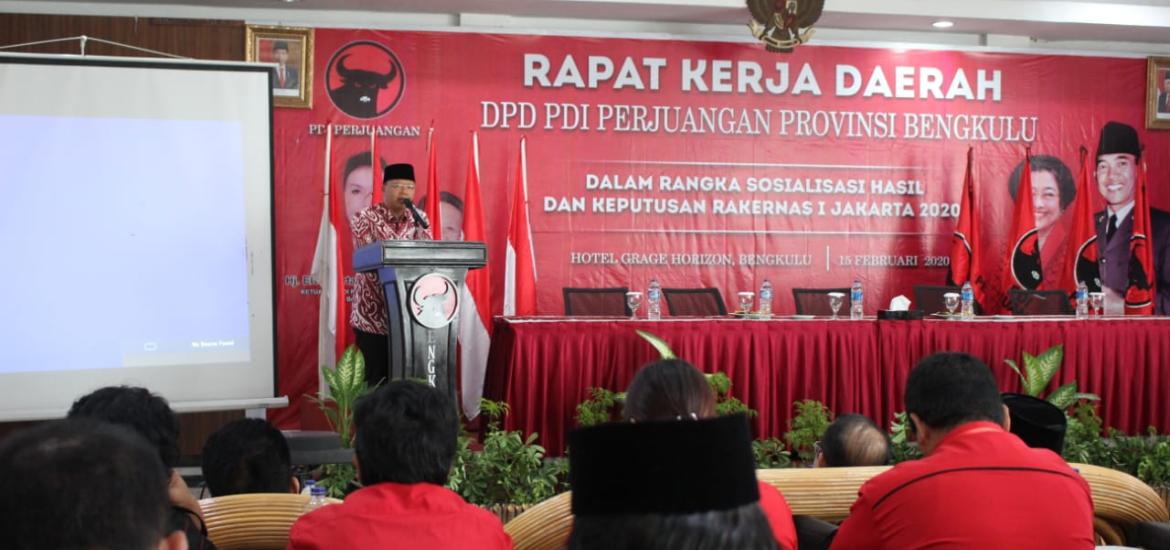 Gubernur Rohidin saat Rakerda PDIP Provinsi Bengkulu