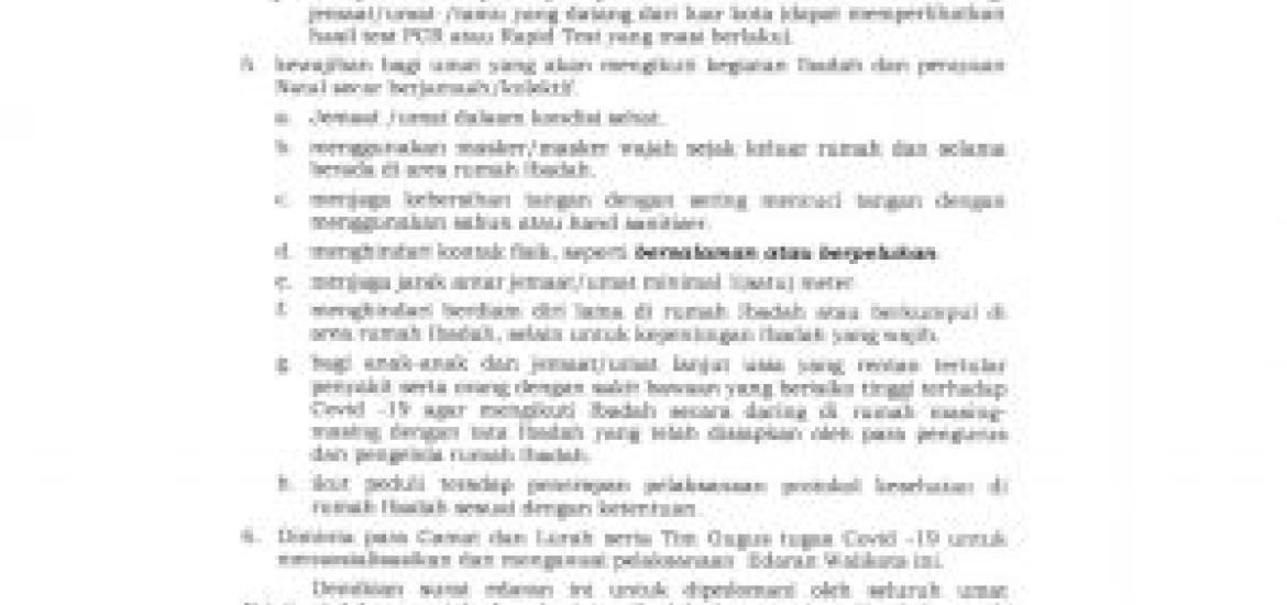 Walikota Bengkulu Keluarkan SE Tentang Panduan Penyelenggaraan Kegiatan Ibadah dan Perayaan Natal 