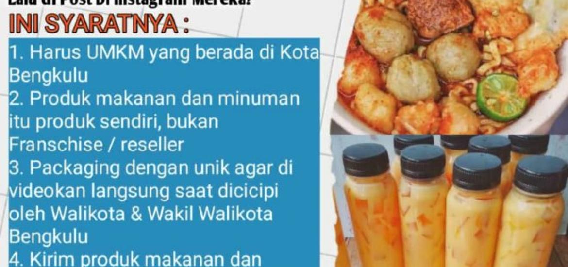 Walikota Bengkulu akan Cicip dan Promosikan Produk Kuliner UMKM