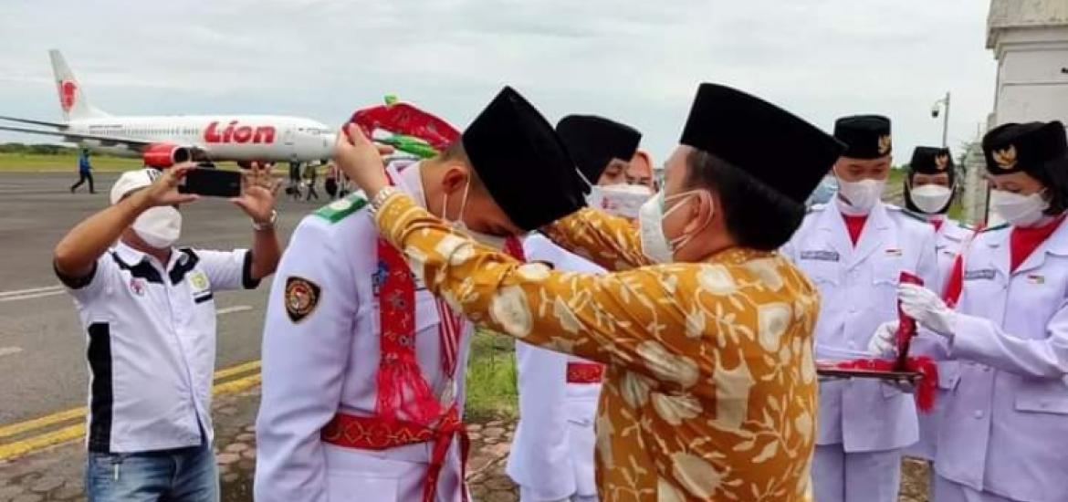 Hamka Sabri menjemput Paskibraka Nasional  2021 Perwakilan Provinsi Bengkulu