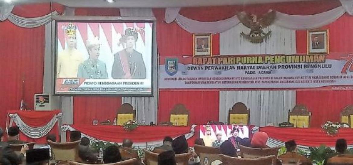 Paripurna DPRD Provinsi Bengkulu Agenda Mendengarkan Pidato Kenergaraan Presiden RI