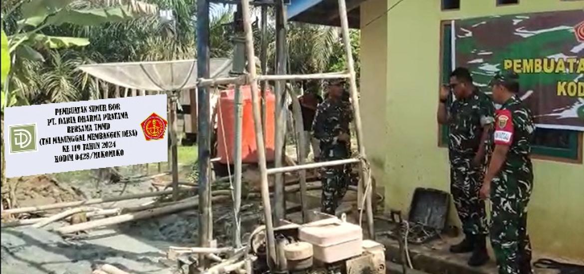 PT DDP Bersama TMMD Bangun Sumur Bor di desa Lubuk Talang