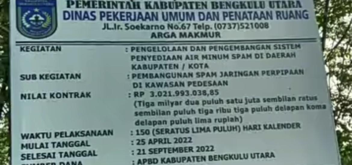 Proyek SPAM Rp 3 Miliar di Fajar Baru Diduga Jadi Ajang Bancakan Anggaran