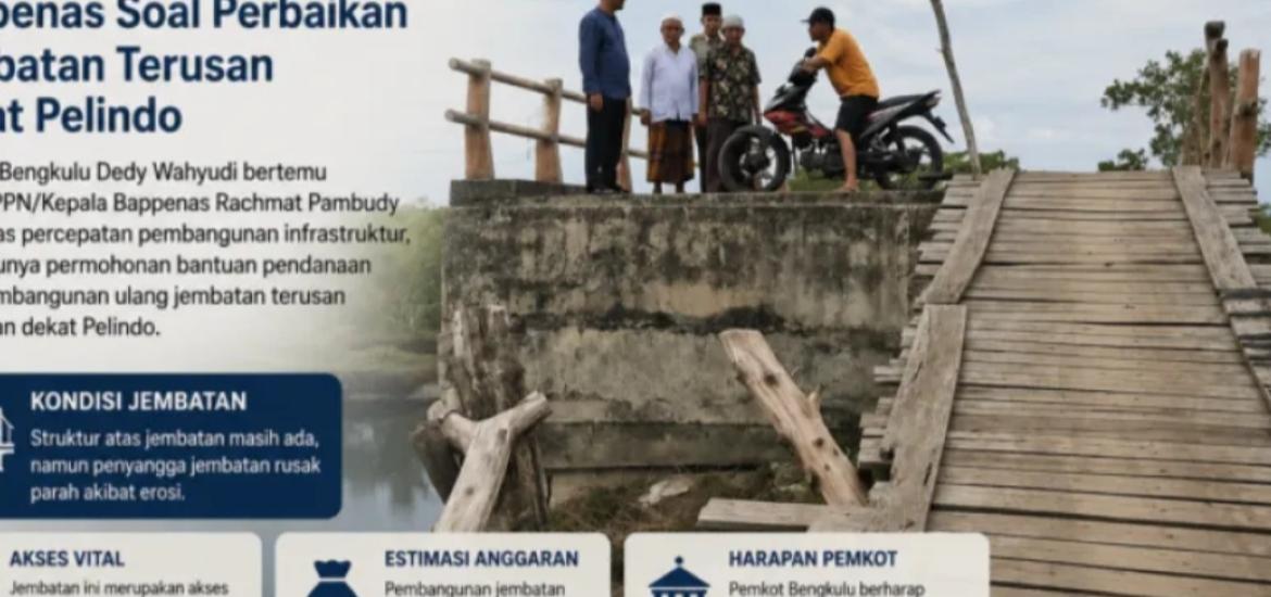 Walikota Bengkulu Jemput Bola ke Bappenas, Perjuangkan Rp86 Miliar untuk Bangun Permanen Jembatan Terusan Bengkulu