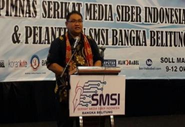 Teguh Santosa, ketum SMSI Pusat usai melantik pengurus SMSI Provinsi Bangka Belitung, Selasa (10/10/2017)