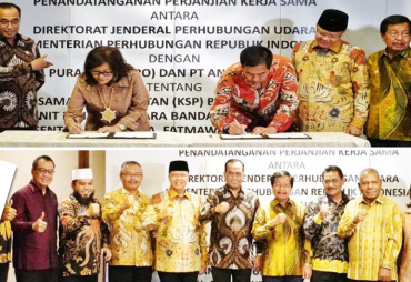 Perjanjian Kerja Sama Pemanfaatan (KSP) Barang Milik Negara (BMN) Pada Bandar Udara Kelas I HAS Hanandjoeddin dan Fatmawati Soekarno yang ditandatangani Dirjen Perhubungan Udara Kemenhub Polana B. Pramesti dan President Director Angkasa Pura II Muhammad Awaluddin