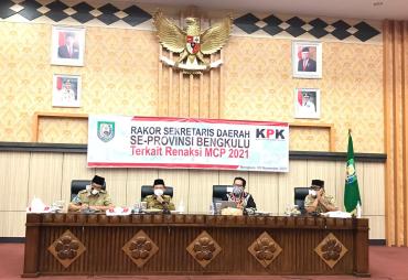 Rakor Sekda se Provinsi Bengkulu Bahas Renaksi MCP tahun 2021
