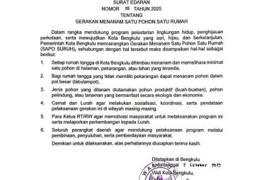 Surat Edaran Walikota Bengkulu 