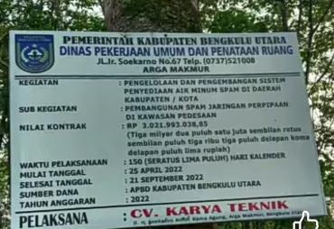 Proyek SPAM Rp 3 Miliar di Fajar Baru Diduga Jadi Ajang Bancakan Anggaran